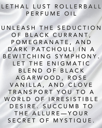 Lethal Lust Extrait Perfume Oil Dark Romantic Oud Spicy Vanilla Unisex Vegan Rollerball Sensual Gothic Fragrance