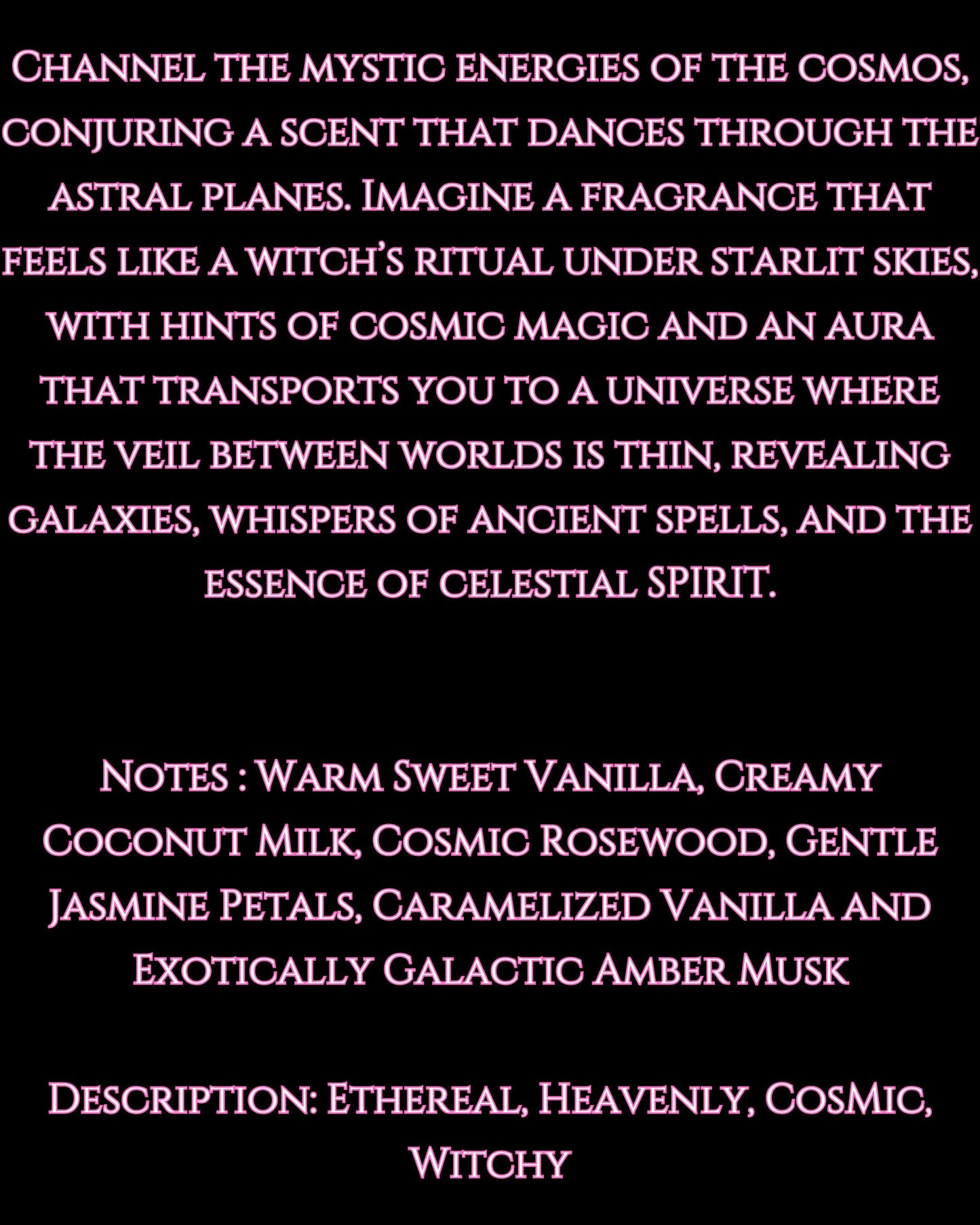 SPACE WITCH Perfume Oil with Vanilla, Coconut, Jasmine Petals and Amber Musk