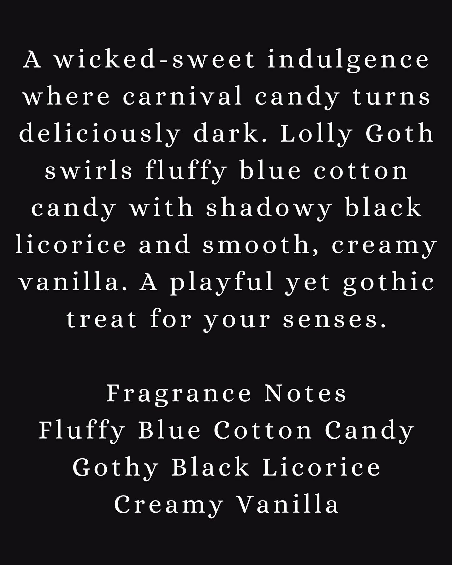 Lolly Goth Extrait Perfume Oil Sweet Gothic Cotton Candy Licorice Vanilla Unisex Vegan Rollerball Dark Gift