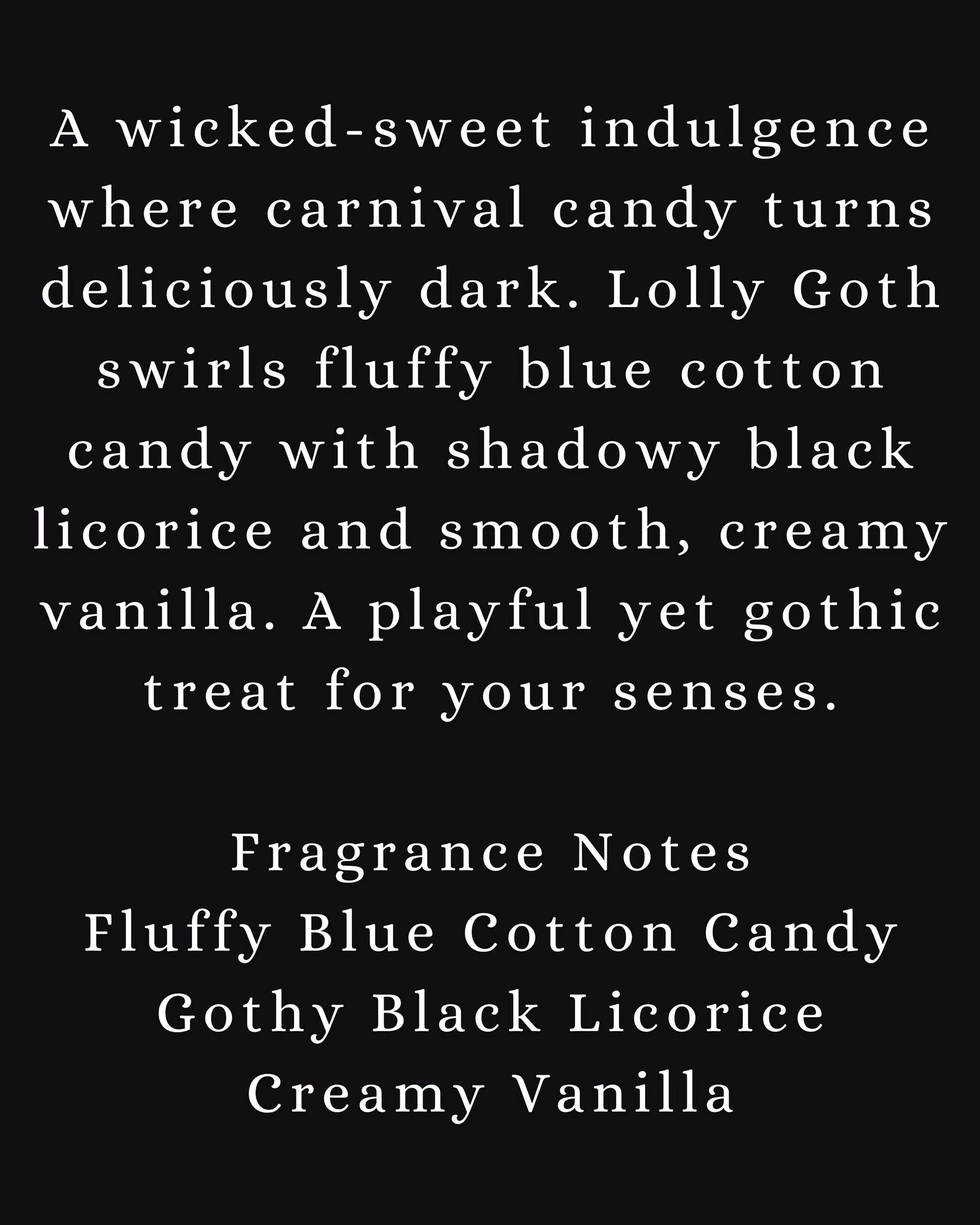 Lolly Goth Extrait Perfume Oil Sweet Gothic Cotton Candy Licorice Vanilla Unisex Vegan Rollerball Dark Gift