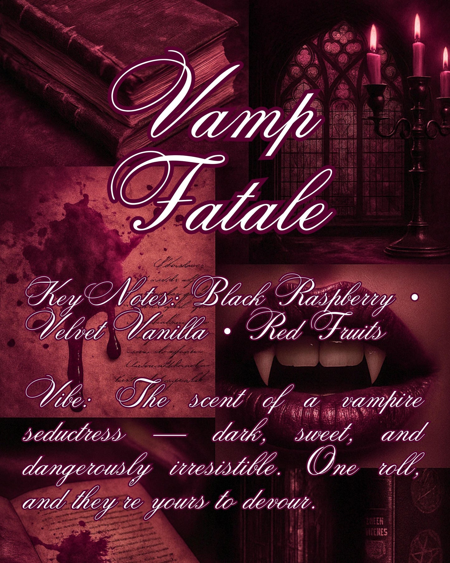 Vamp Fatale Extrait Perfume Oil Black Raspberry Vanilla Dark Fruit Gothic Perfume Vegan Rollerball