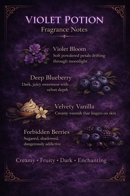 Violet Potion Perfume Oil – Gothic Violet & Blueberry Vanilla Scent – Witchy Rollerball Fragrance – Dark Feminine Unisex Oil