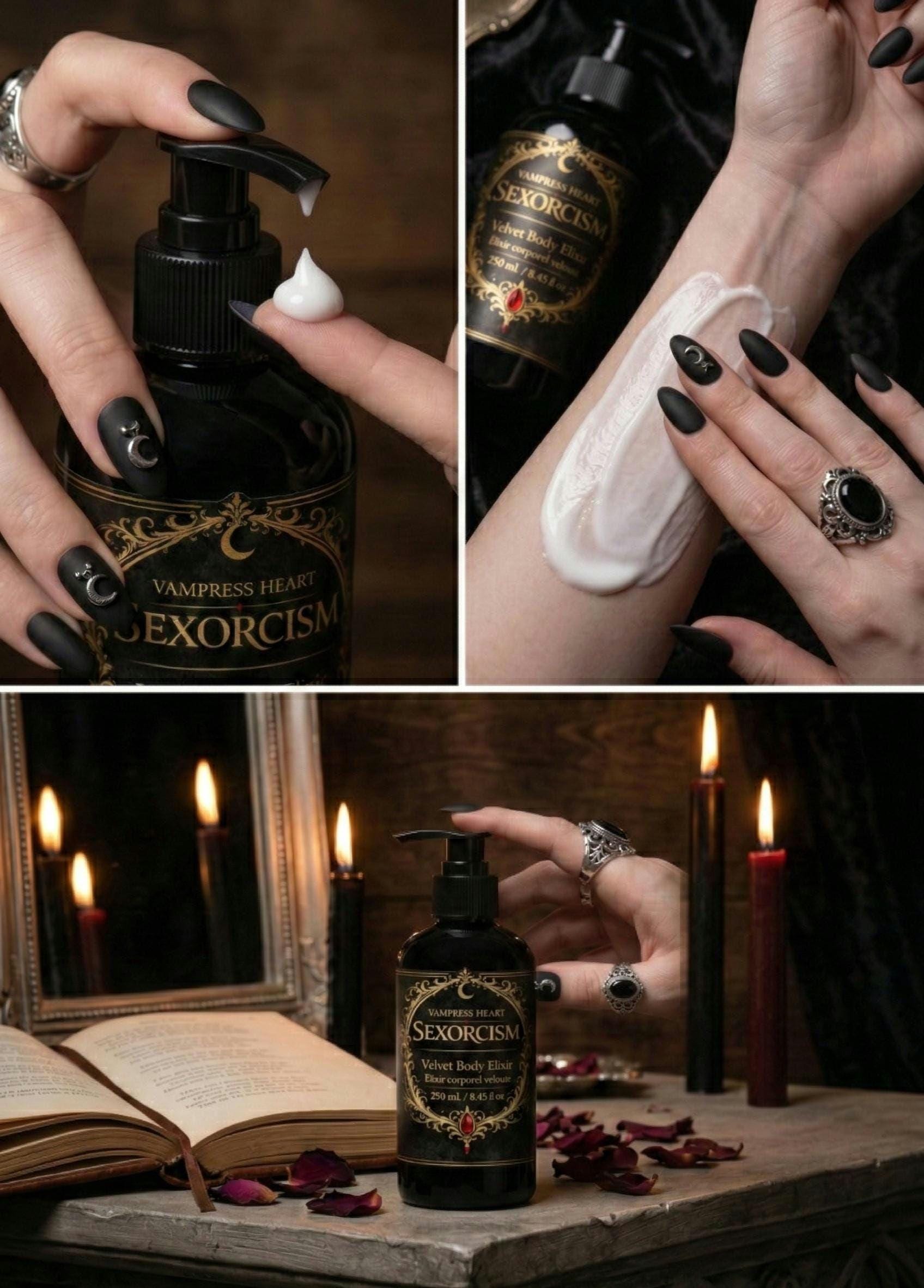 Sexorcism Velvet Body Elixir – Dark Chocolate Cherry & Blood Body Lotion – Gothic Vampire Aesthetic – Witchy Skincare – Dark Gourmand Unisex