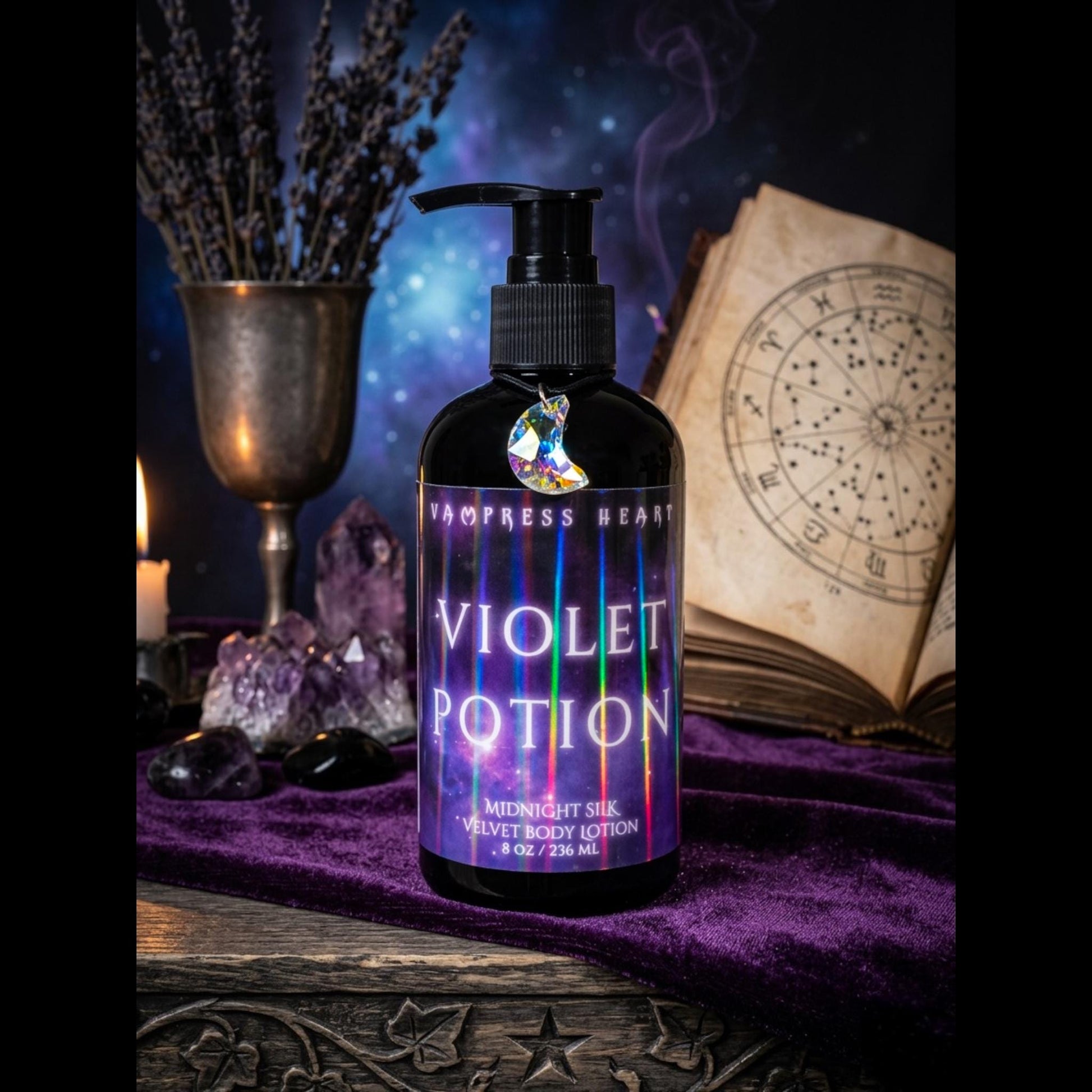 Blueberry Violet Body Lotion – Black Raspberry Vanilla Velvet Body Elixir – Gothic Witchy Skincare – Violet Perfume Lotion – Vampress Heart