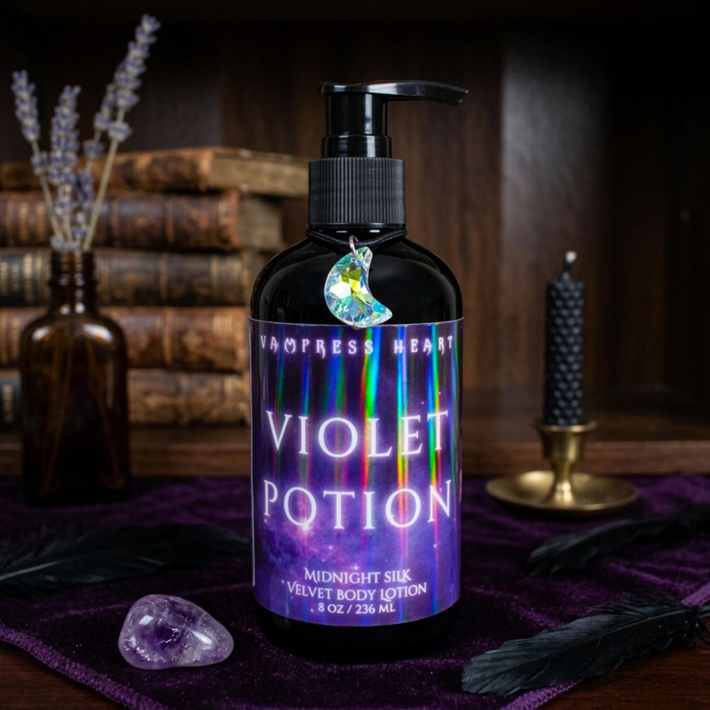 Blueberry Violet Body Lotion – Black Raspberry Vanilla Velvet Body Elixir – Gothic Witchy Skincare – Violet Perfume Lotion – Vampress Heart