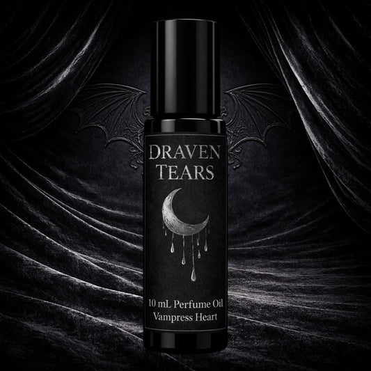 Draven Tears Perfume Oil – Rain & Moss Gothic Fragrance – Dark Unisex Petrichor Scent – 10 mL Rollerball – Vampress Heart