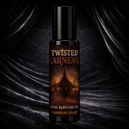 Twisted CarnEvil Perfume Oil – Dark Carnival Scent, Cotton Candy & Gasoline Fragrance, Gothic Unisex Rollerball, Smoky Sweet Freakshow Aroma