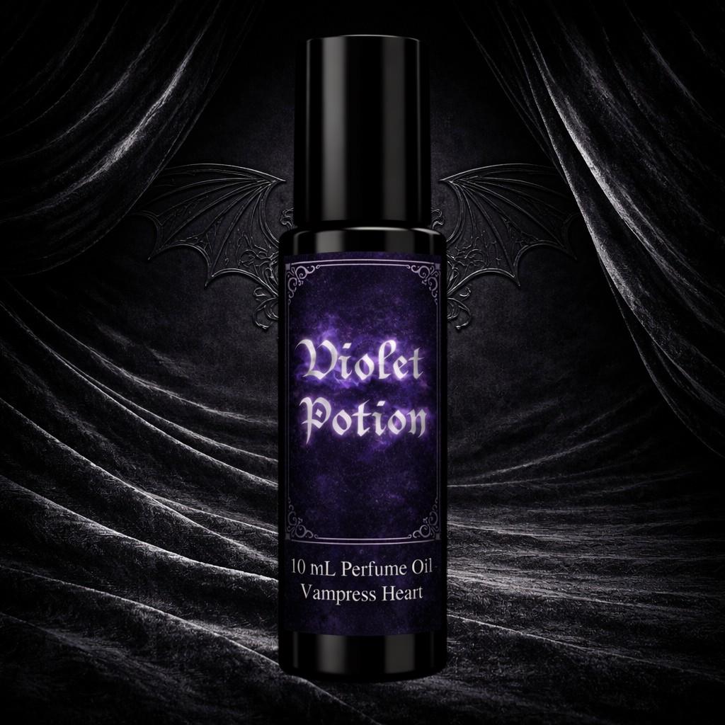 Violet Potion Perfume Oil – Gothic Violet & Blueberry Vanilla Scent – Witchy Rollerball Fragrance – Dark Feminine Unisex Oil