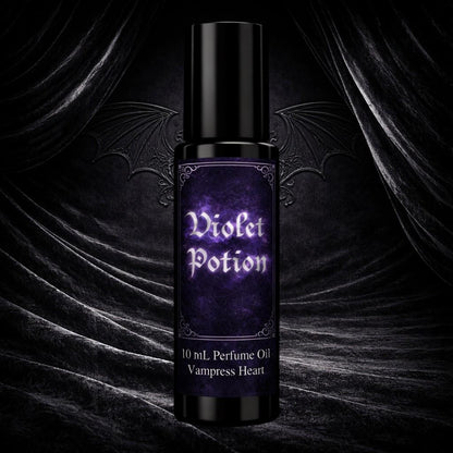 Violet Potion Perfume Oil – Gothic Violet & Blueberry Vanilla Scent – Witchy Rollerball Fragrance – Dark Feminine Unisex Oil