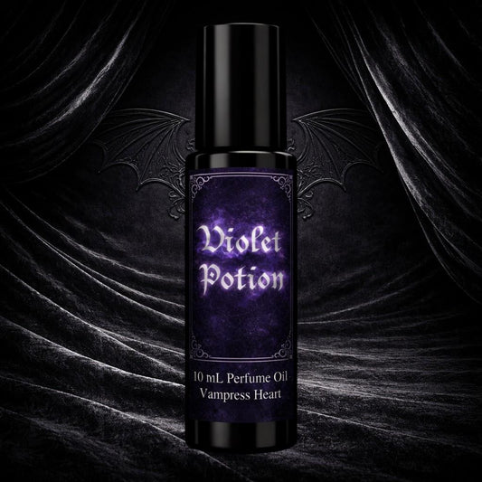 Violet Potion Perfume Oil – Gothic Violet & Blueberry Vanilla Scent – Witchy Rollerball Fragrance – Dark Feminine Unisex Oil