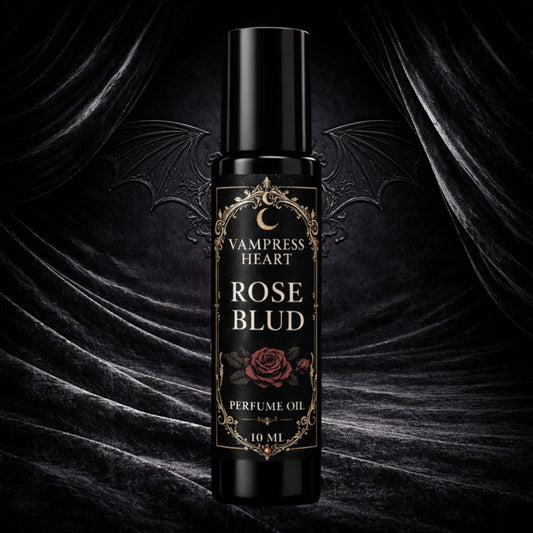 Rose Blud Extrait Perfume Oil Gothic Rose Dragon Blood Vampire Fragrance Unisex Vegan Long Lasting Rollerball