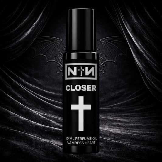 CLOSER Nine Inch Nails Perfume Oil- Leather, Black Pepper, Black Licorice, Wooden Crosses and Dragon's Blood