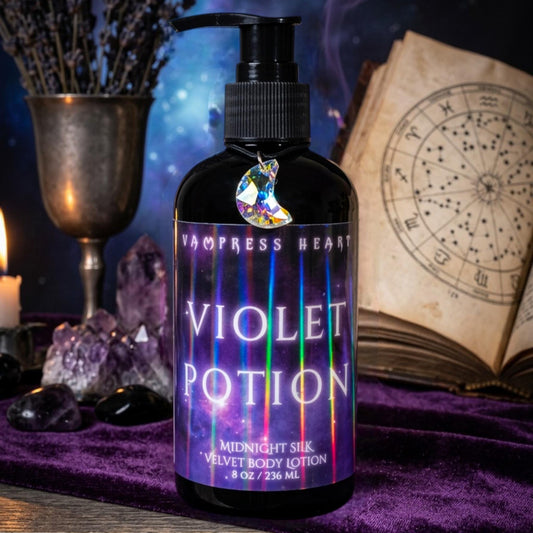Blueberry Violet Body Lotion – Black Raspberry Vanilla Velvet Body Elixir – Gothic Witchy Skincare – Violet Perfume Lotion – Vampress Heart