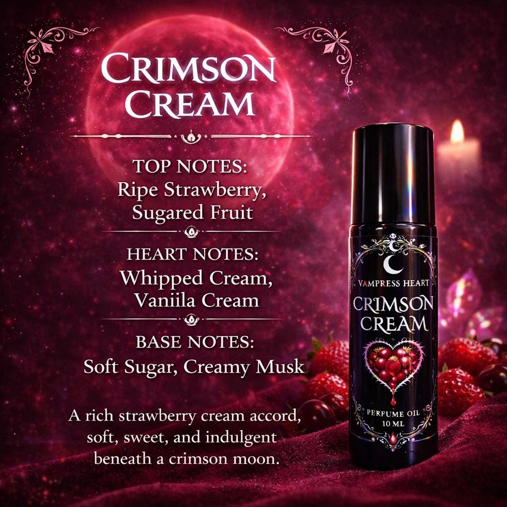 Crimson Cream - Strawberry Jam, Vanilla, Marshmallow Cream – Perfume Oil Rollerball, Sweet Gourmand Fragrance