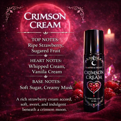 Crimson Cream - Strawberry Jam, Vanilla, Marshmallow Cream – Perfume Oil Rollerball, Sweet Gourmand Fragrance