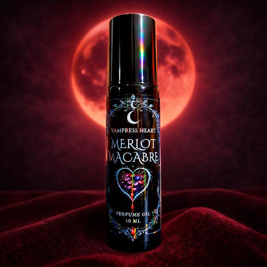 Merlot Macabre – Black Cherry, Vanilla, Marshmallow Cream – Perfume Oil Rollerball – Sweet Gothic Gourmand Fragrance