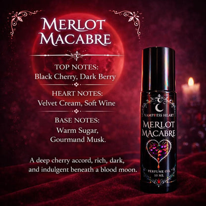 Merlot Macabre – Black Cherry, Vanilla, Marshmallow Cream – Perfume Oil Rollerball – Sweet Gothic Gourmand Fragrance