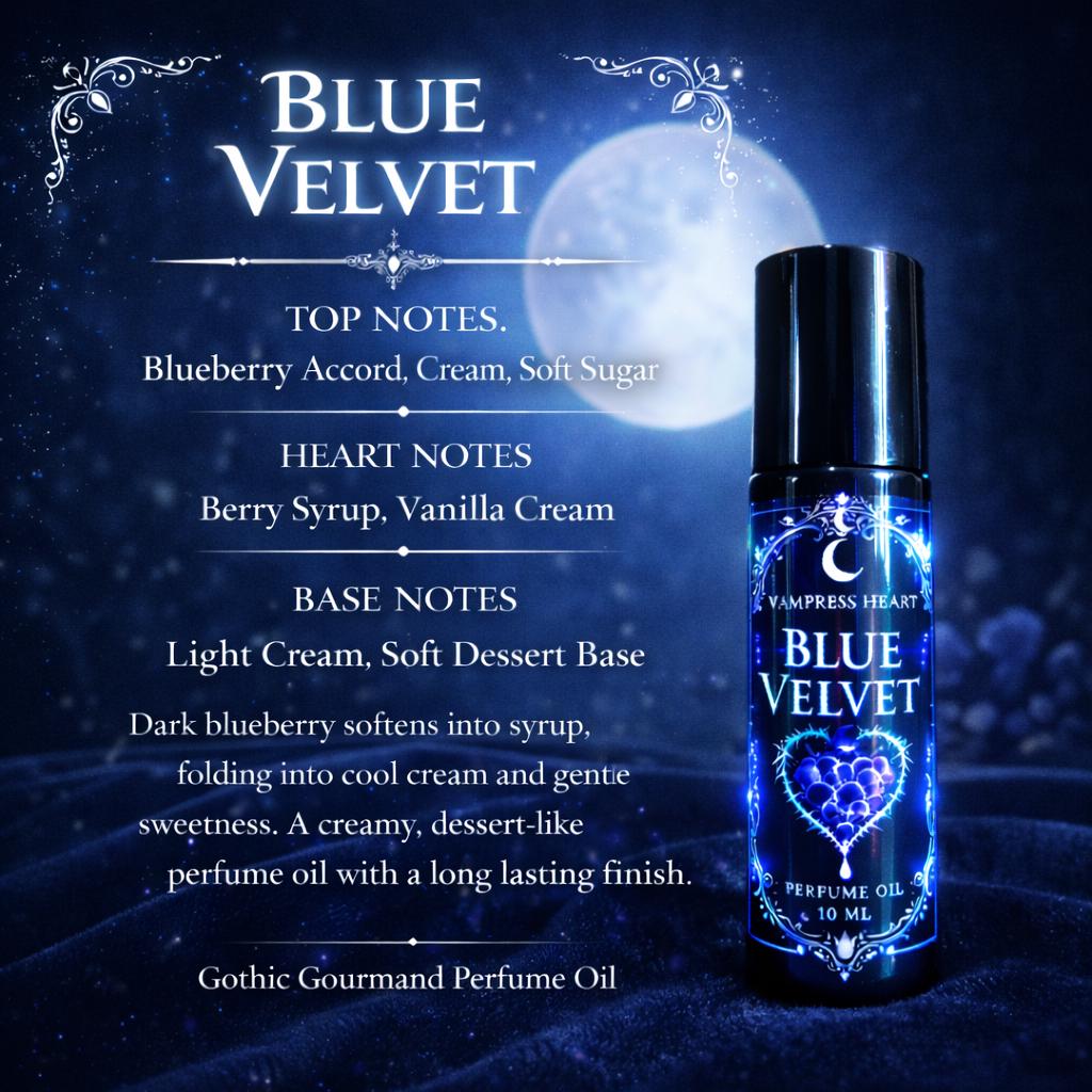 Blue Velvet – Blueberry Jam, Vanilla, Marshmallow Cream – Perfume Oil Rollerball – Sweet Gourmand Fragrance
