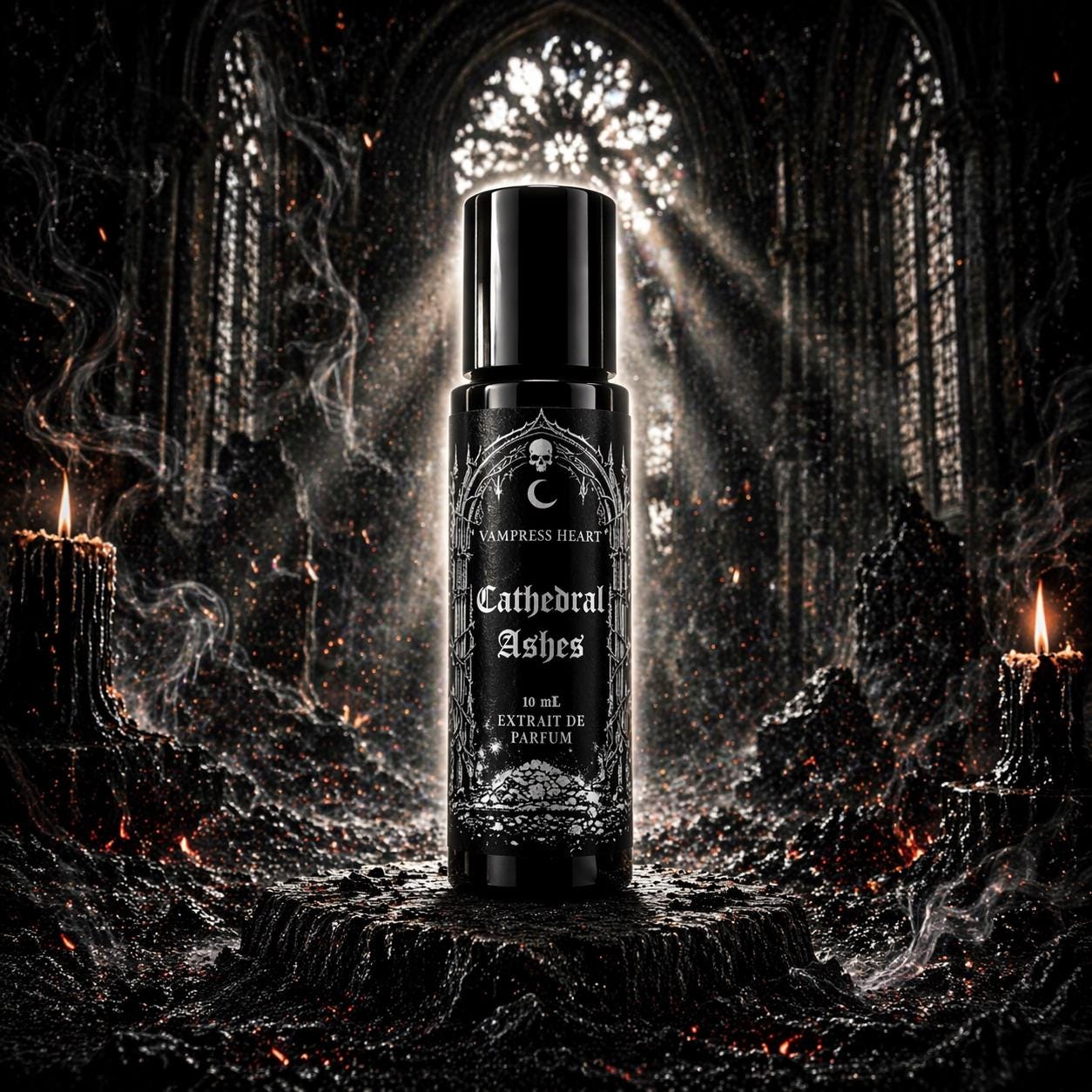 Cathedral Ashes Perfume Oil Rollerball - Gothic Incense, Petrichor, Dark Earthy, Unisex Fragrance Smoky Resin Extrait
