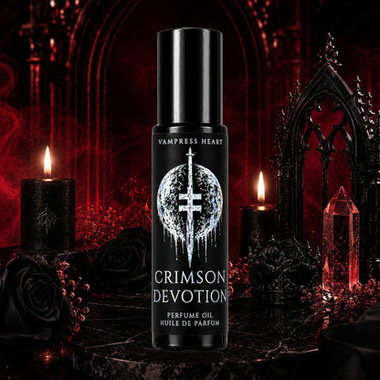 Crimson Devotion – Blackberry Wine, Velvet Rose, Crimson Ink & Midnight Amber – Perfume Oil Rollerball – Gothic Romantic Perfume