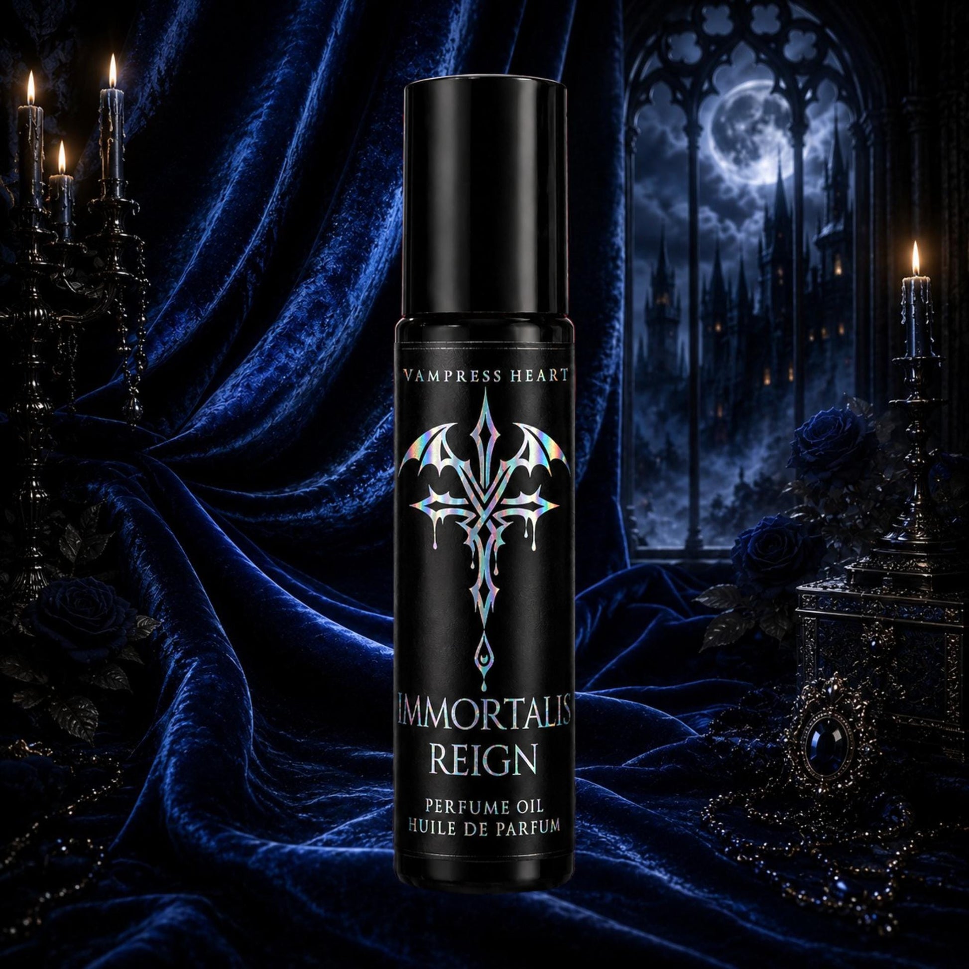 Immortalis Reign - Eternal Throne Rollerball Perfume Oil - Luminous Amber, Incense & Velvet Spice - Gothic Vampire Perfume - Unisex