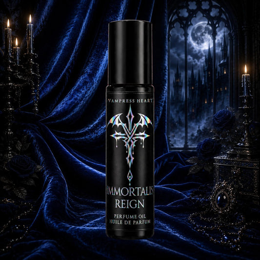 Immortalis Reign - Eternal Throne Rollerball Perfume Oil - Luminous Amber, Incense & Velvet Spice - Gothic Vampire Perfume - Unisex