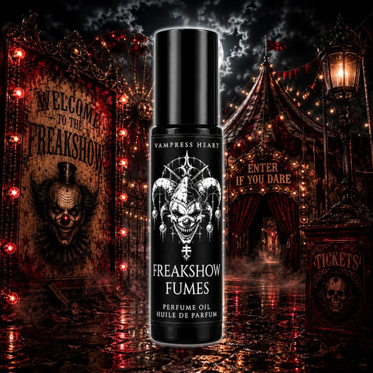 Freakshow Fumes | Gothic Rollerball Perfume Oil | Haunted Carnival Perfume | Dark Carnival Fragrance | Unisex Niche Fragrance