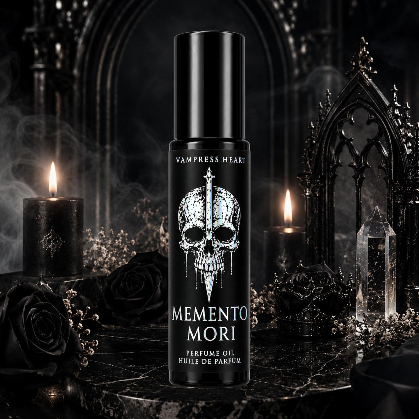 Memento Mori – Black Coffee, Candlelight, Dark Chocolate & Spiced Rum – Perfume Oil Rollerball – Dark Gourmand Perfume