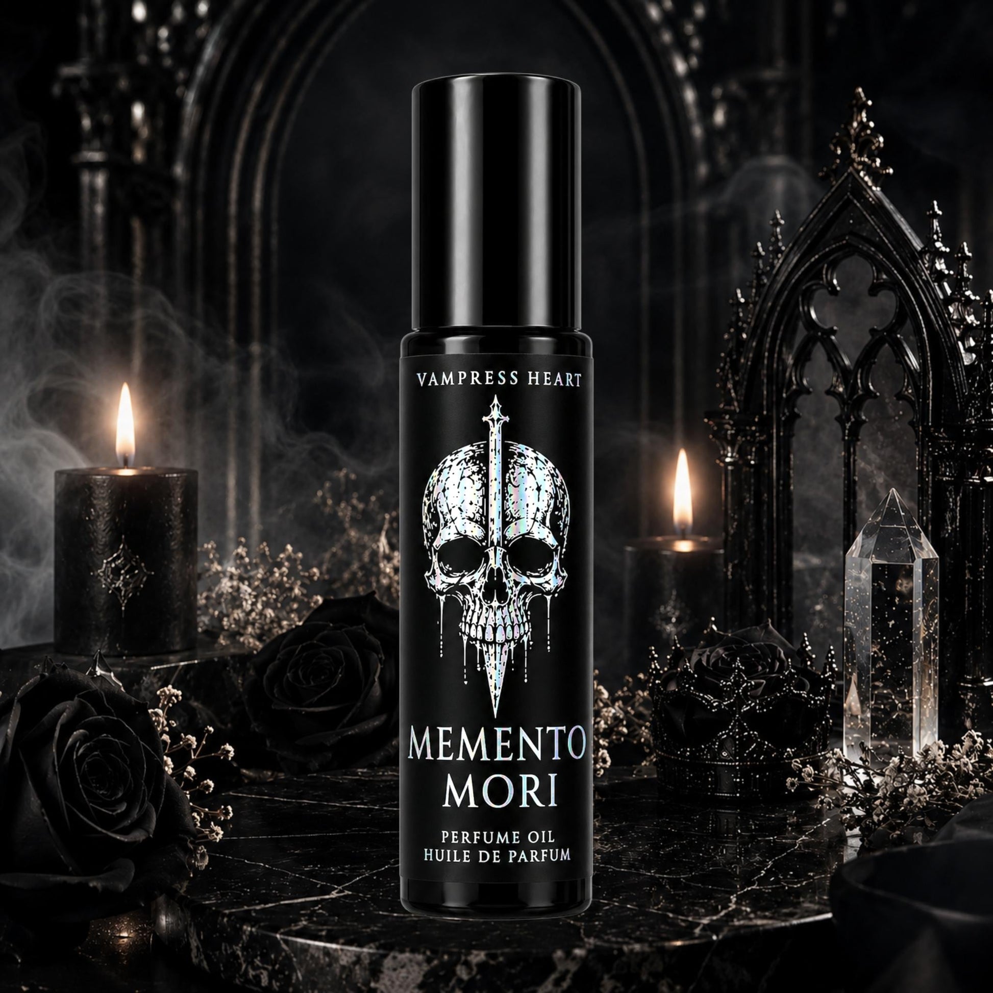 Memento Mori – Black Coffee, Candlelight, Dark Chocolate & Spiced Rum – Perfume Oil Rollerball – Dark Gourmand Perfume